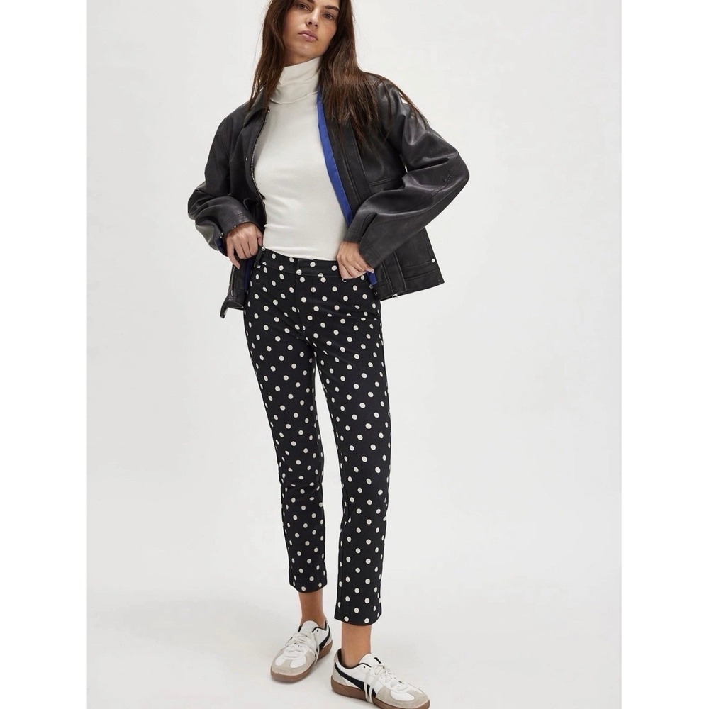 Free People Molly Black and White Polka Dot Slim Pants Women's Size 4